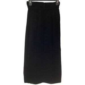 Vintage Herman Geist Ruched Waist Black Velvet Pencil Skirt with Back Bow Size 4